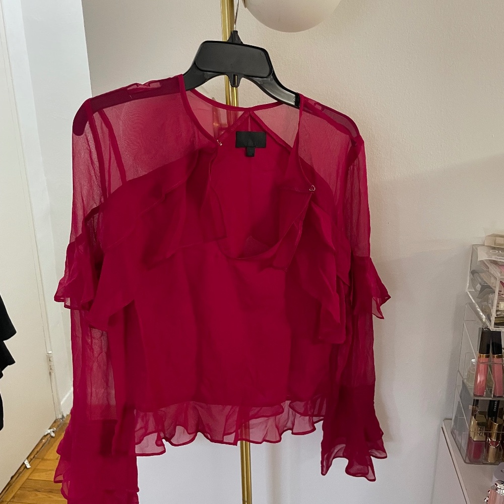 Intermix silk red ruffle blouse